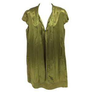 Victor by Victor Alfaro Women Size L Green Cap Sleeve Satin Tie Top Shiny
